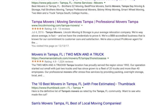 Google movers tampa
