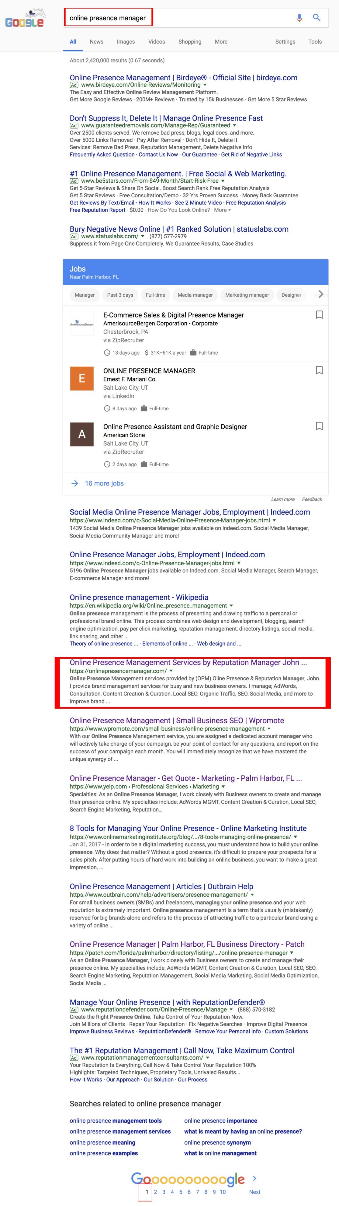 Google online presence manager